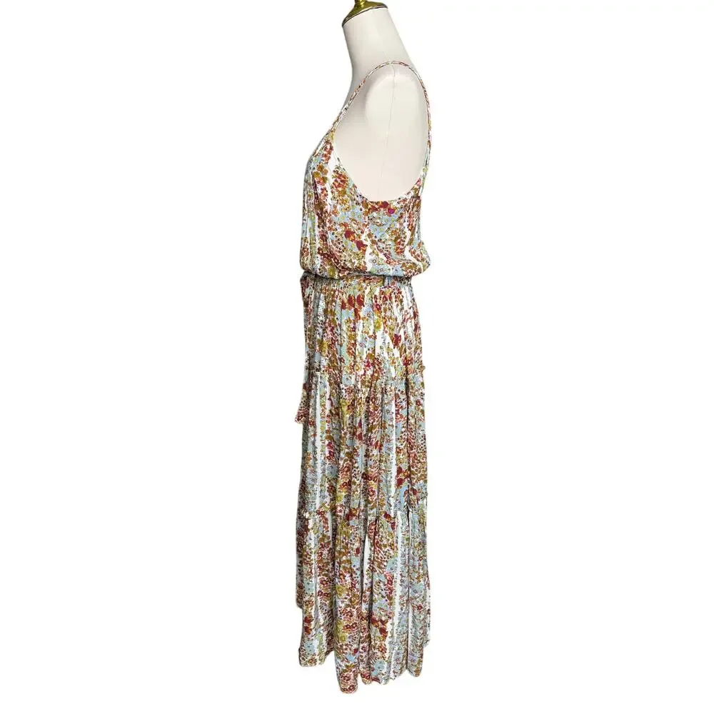 Free People Valerie Floral Tiered Maxi Dress Spaghetti Strap Open Back XS Fairy - Picture 8 of 12